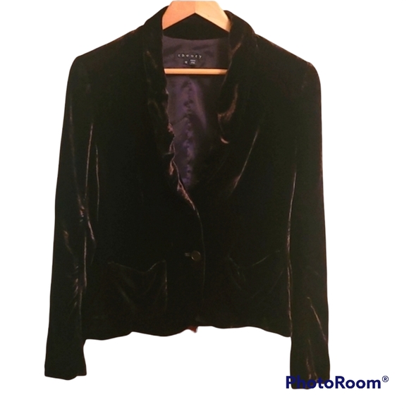 Theory Jackets & Blazers - Theory Dark Academia Brown Silk Blend Velvet Blazer